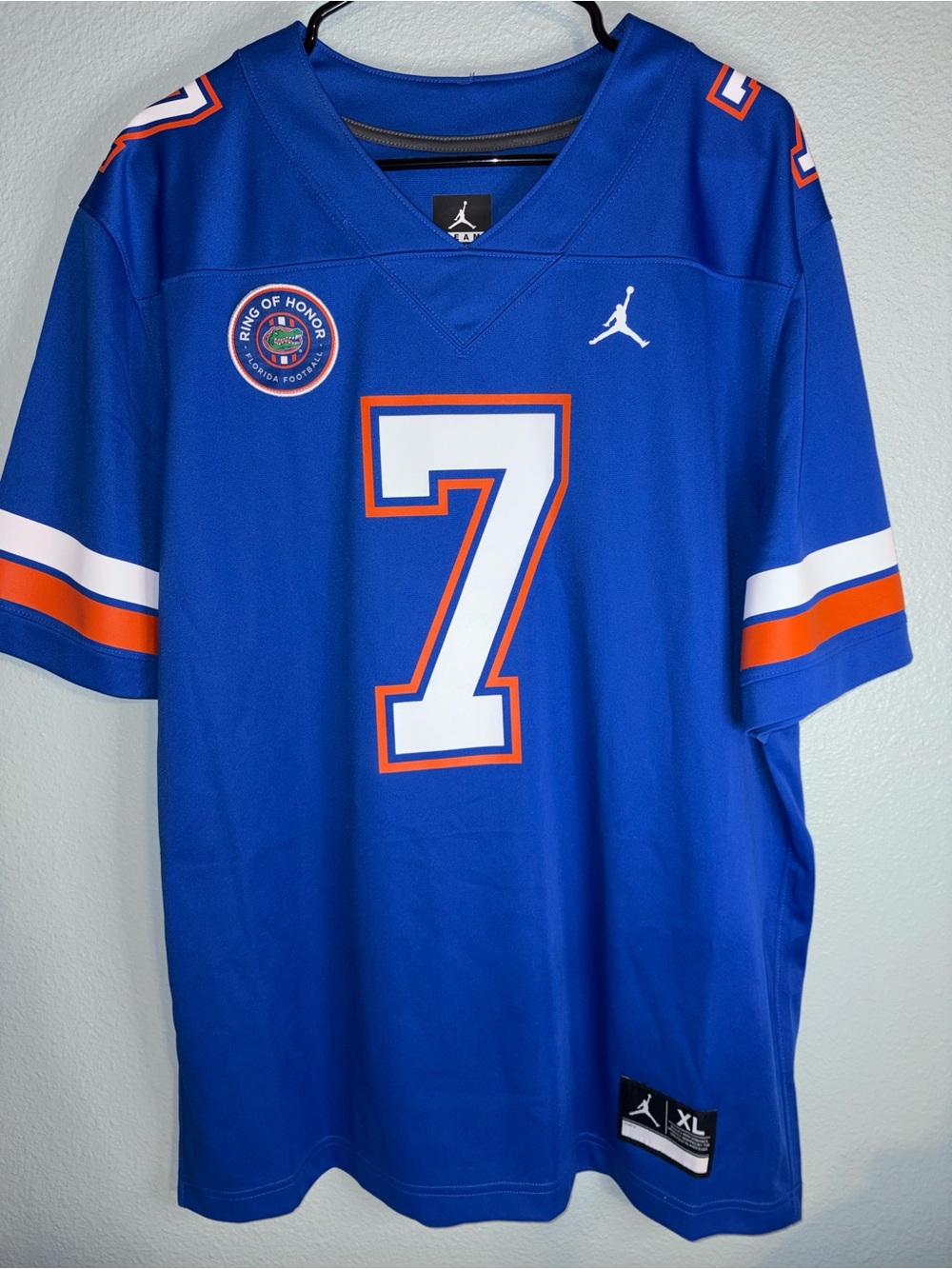 Jordan Men’s Royal Blue #7 Football Jersey with White & Orange Trim